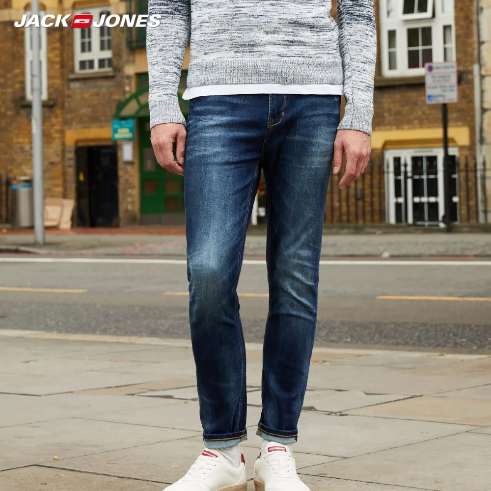 JackJones Мужская зимняя трикотажная стрейч-хлопок Slim Fit джинсы деловые повседневные стрейч классические брюки, джинсовые штаны | 218332544