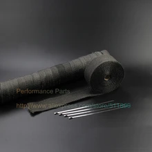 СТЕКЛОВОЛОКНО Выпускной коллектор Тепловая обертка " x 50" рулон тепловой щит коллектор галстуки в черном цвете с нержавеющей стяжки комплект