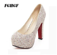 One-shoe heel high-heel wedding shoes white sequins bridal shoes nightclub princess bridesmaid shoes 12cm high size 34-43 plus size 34 40 fashion lace wedding shoes white for women handmade bridal shoe comfortable heel platforms brides shoes