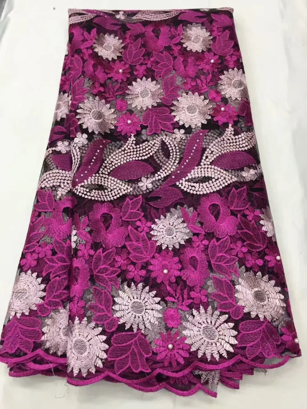 

French Lace Fabric 2019 Latest African Lace Fabric Embroidery Tulle Lace Fabric High Quality Nigerian Lace Material