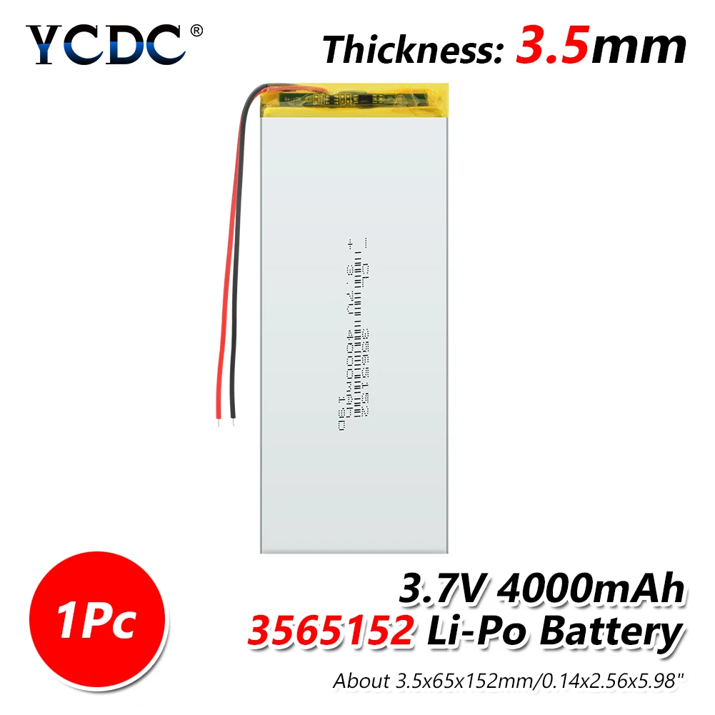 1 PCS 3565152 3,7 V 4000mAh литий-полимерный литий-ионный аккумулятор для Q50 G700S K92 Y3 Детские умные часы mp3 Bluetooth гарнитура - Цвет: 1 PCS