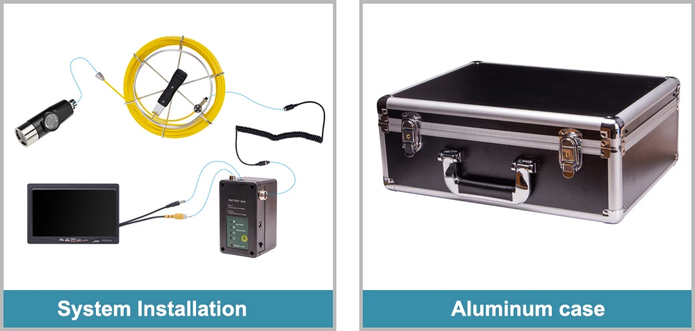 Factory Direct Supply 7 Inch TFT HD Dual lens Pipe Inspection System With 12Pcs LED Lights 20M Fiberglass Cable