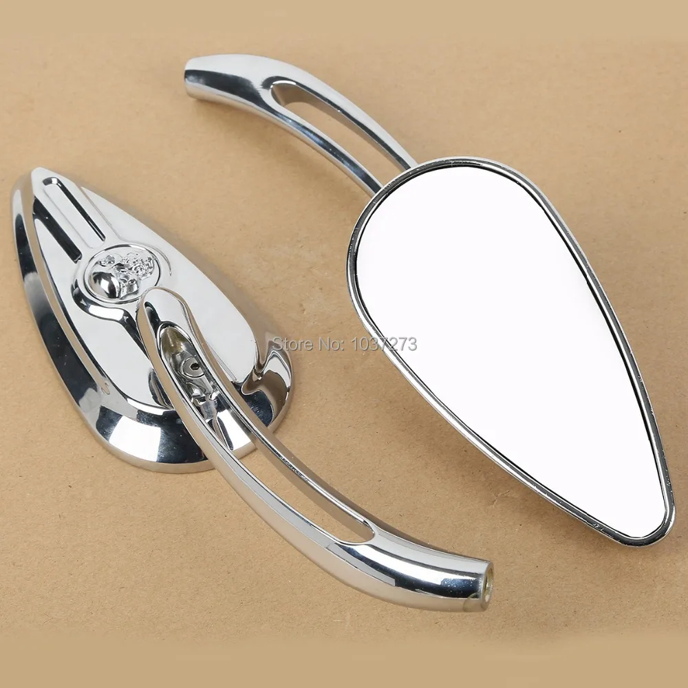 

Motorcycle Chrome Skull Rear View Mirrors For Harley Dyna Road Glide Sportster