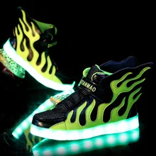 Boys Girls USB Charger led Children Shoes with Light Kids Wing Flashing Lighted Luminous School Sneakers Free Shipping