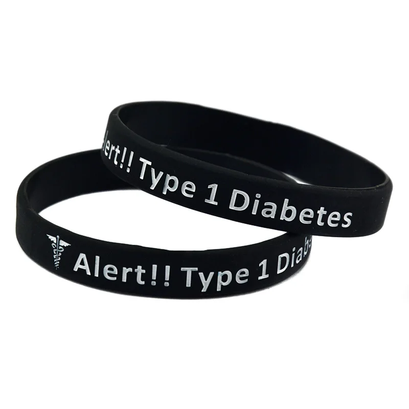 Onebandahouse 50pcs Lot Medical Alert Bracelet Type 1 Diabetes Onebandahouse 50pcs Lot Medical Alert Bracelet Type 1 Diabetes Insulin Dependent Silicone Wristband In Id Bracelets From Jewelry Accessories On