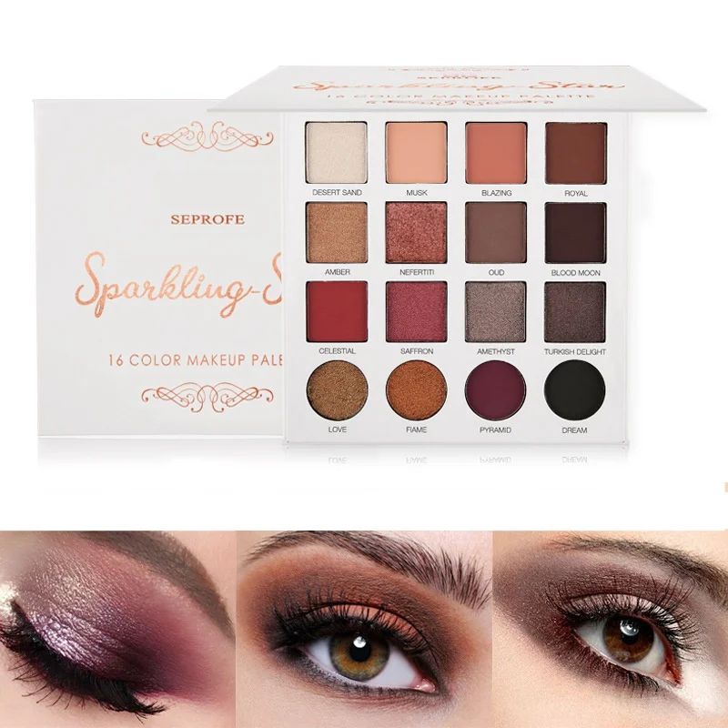 

New Shimmer Eyeshadow Palette 16 Colors Matte Eyeshadow Diamond Glitter Pallete Make Up Set Beauty Dry&Wet daily Use