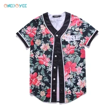Onedoyee летняя одежда мужские бейсбольные Трикотажные изделия с коротким рукавом 3D Цветочный Принт бренд базовый плеер Джерси бейсбольная рубашка свитеры с пуговицами