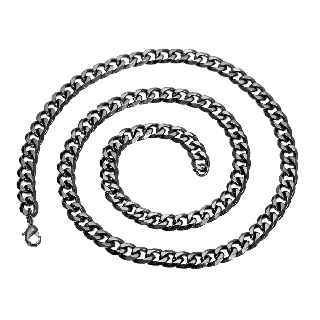 5/7/9/11mm Fashion Men Link Chain Necklace Shellhard Black Cuban Chain Men Women Jewelry Gifts Long Necklace Hip Hop Jewelry
