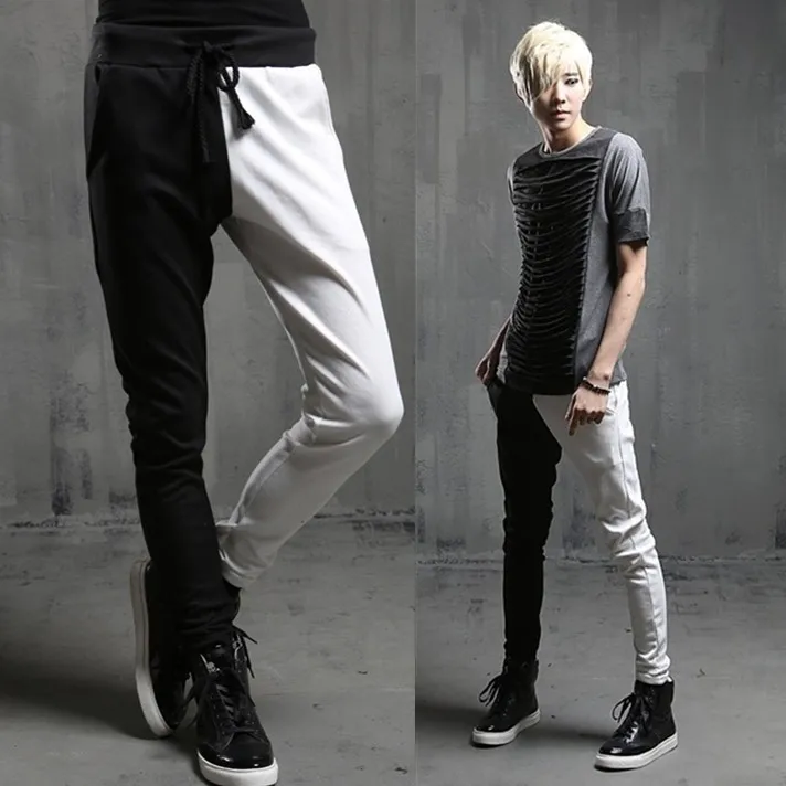 2014 New fashion harem Trousers slim personality black and white