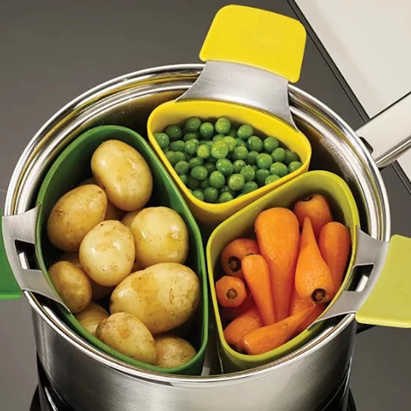 3 Pcs/Set Steamer Basket Cooker Instant Pot For Cooking Vegetable Multifunction Kitchen Accessories Cookware JCFCJ226