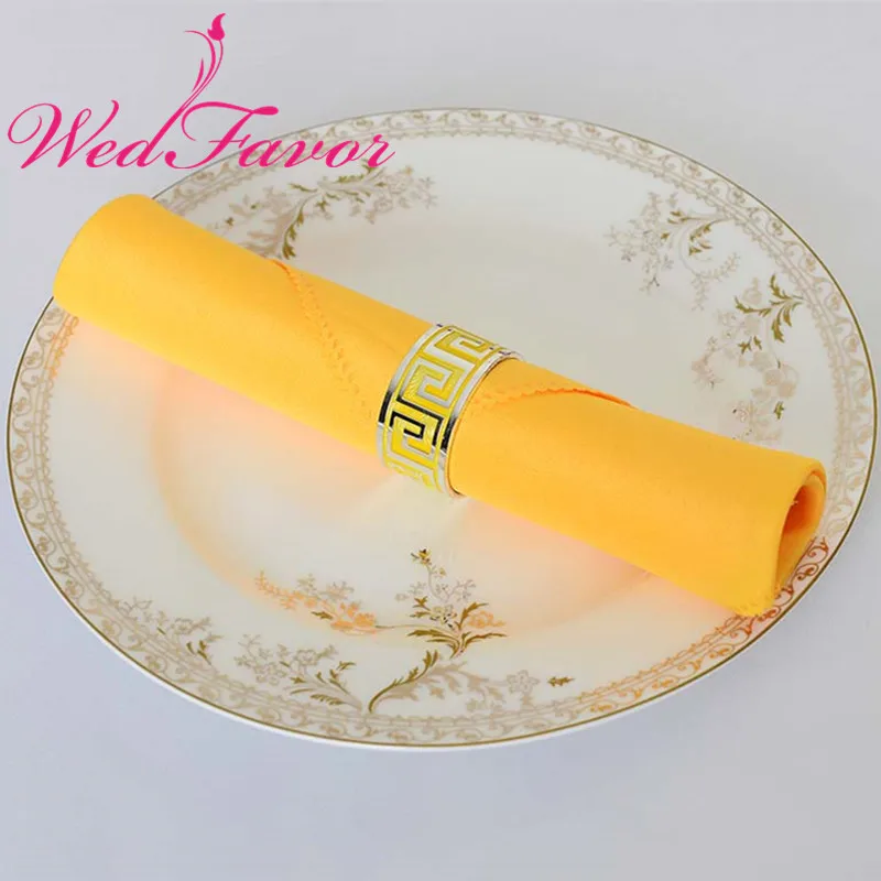 WedFavor 100pcs 45 x 45cm Golden Yellow Linen Napkins Polyester Table