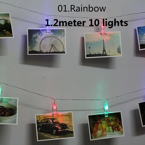 10 20 светодиодный 1,5 м 2 м 3 м держатель для фото светодиодный светильник на батарейках Новогоднее свадебное украшение для дома - Цвет: 10 lights