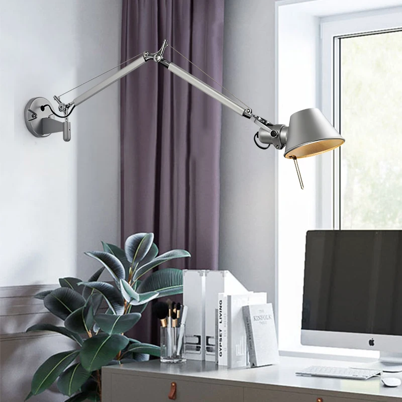 Baratos Artpad americano moderno oscilación brazo largo LED luces de pared flexibles AC90 260V plata Negro ojo protección lámpara de pared de cabecera de dormitorio
