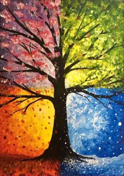 

5D DIY Diamond painting The tree with four seasons treee mbroidery diamond Cross Stitch full circular Rhinestone 2019 homedecor