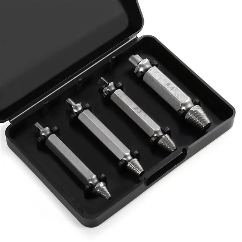 4pcsset Screw Extractor 2 Side Alloy Steel Remover Bolt Stud Drilling Bit (4)