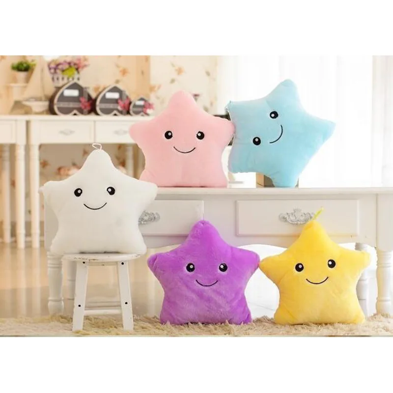 Estrella LED luminoso almohada Peluche lindo suave felpa luz del Flash LED de colores estrella almohada Peluche juguetes para niñas Estrella LED luminoso almohada Peluche lindo suave felpa luz del Flash LED de colores estrella almohada Peluche juguetes para niñas