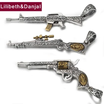 

2019 Initial Pendant 100% 925 Sterling silver Jewelry Men Women Creative pistol Sniper rifle model Necklace Pendant Jewelry P25