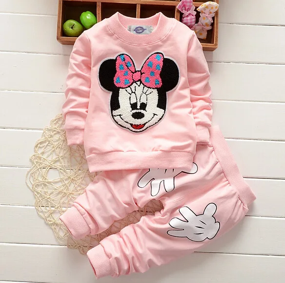 Disney Conjunto de ropa de Mickey para bebé, ropa deportiva suave de para niña, moda trajes para de ropa| -