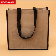 100x на заказ принять заказ рекламная Экологичная Джутовая сумка с черной ручкой многоразовые складные