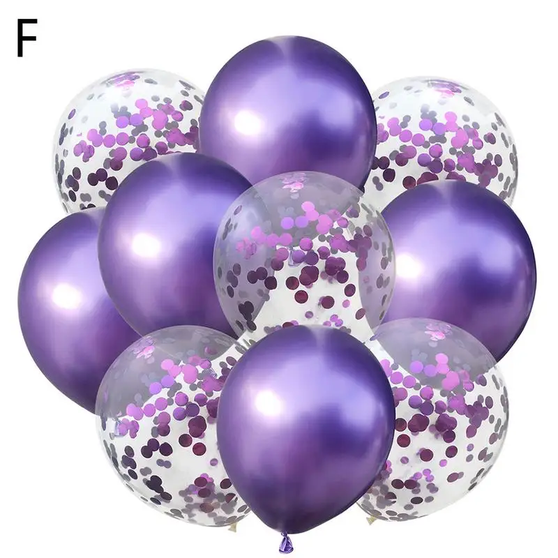 Purple Набор воздушных шаров с блестками металлический хромированный латексный шар 10 шт. утолщенные золотые жемчужные блестящие конфетти декоративный шарик комбинация для - Цвет: Purple