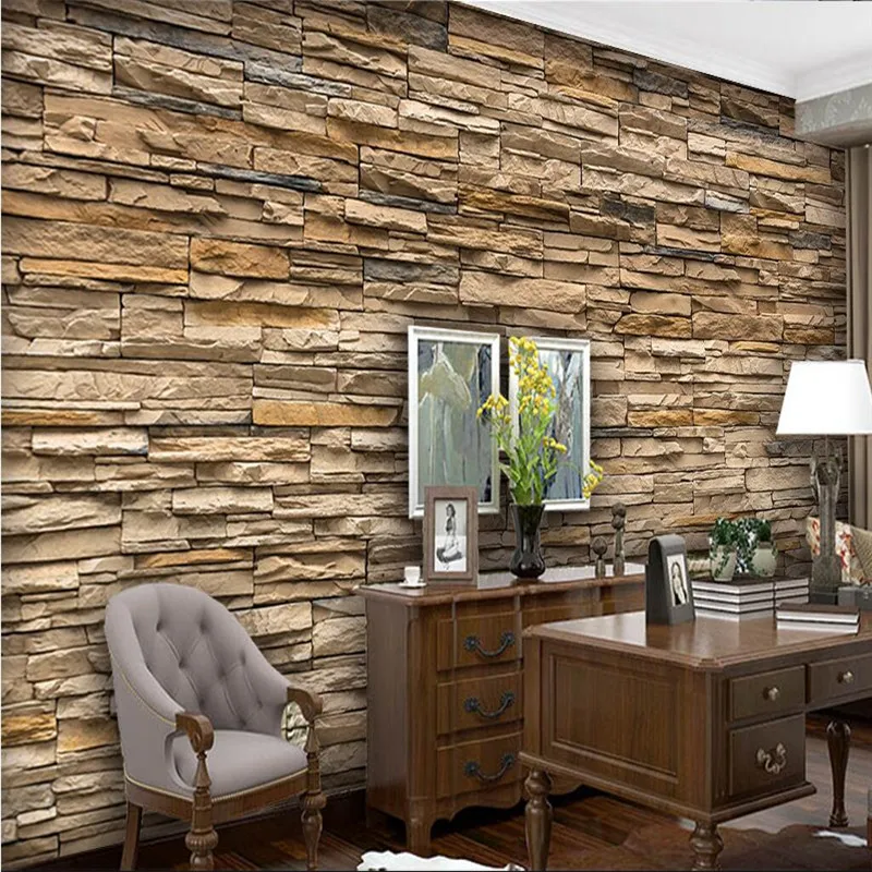 Stenen Behang modern painting for living room background photography HD Imitation stone masonry facades hotel badroom wall wallpaper - Stenen Behang
