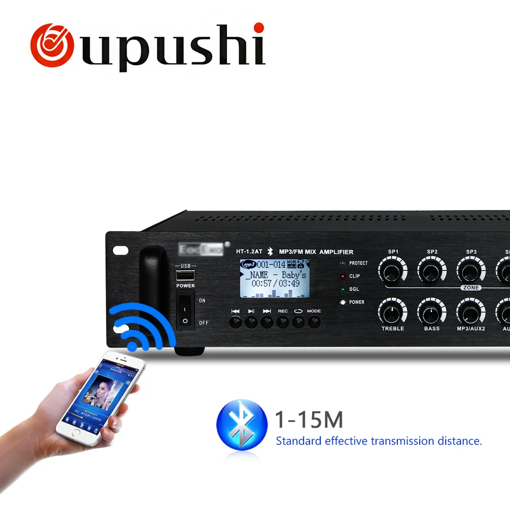 Oupushi HT-3.6AT 5 Зон Микшер контроль PA система Bluetooth усилитель с FM 2 микрофонный вход и USB вход