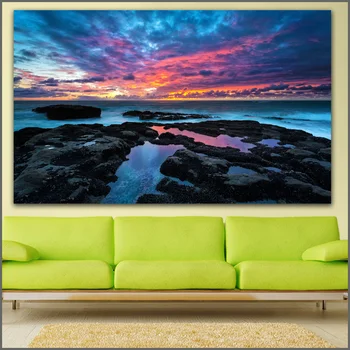 

Large size Printing Oil Painting sunset cape coast rocky coast art canvas print pictures for living room and bedroom No Frames
