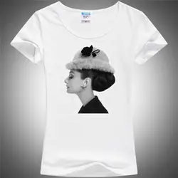 Для женщин футболка 3D Одри Хепберн женская футболка с круглым вырезом короткий рукав стильные иллюстрации женские футболки 3D Женская