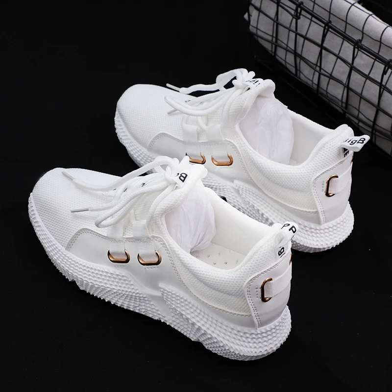 

new Women Casual Shoes Mesh Breathable Platform Sneakers Chunky Harajuku Flat Thick Sole Tenis Wedge White Walking shoes women