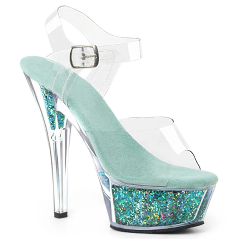 

Model high heel female summer fine heel 15cm sandals, show thick bottom fun hosting crystal Sandals