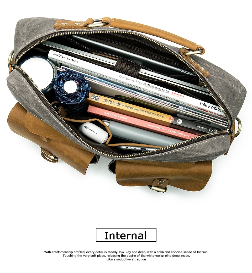 14 canvas men's briefcase bag office laptop bag mens briefcase messenger bags for men business men's 13.3' computer bags