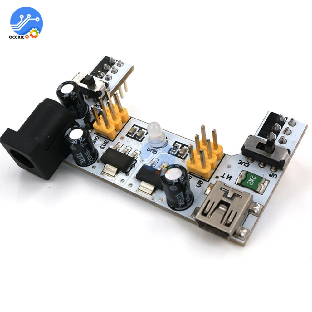 

MB102 Breadboard Power Supply Module Micro USB Interface Breadboard Power Supply Module For Arduino DC 7-12V 2 Channel Board
