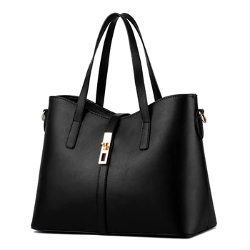 

Elegant Black Cusual PU Women Handbag Simple Office Lady Shoulder Bag Crossbody Messenger Zipper