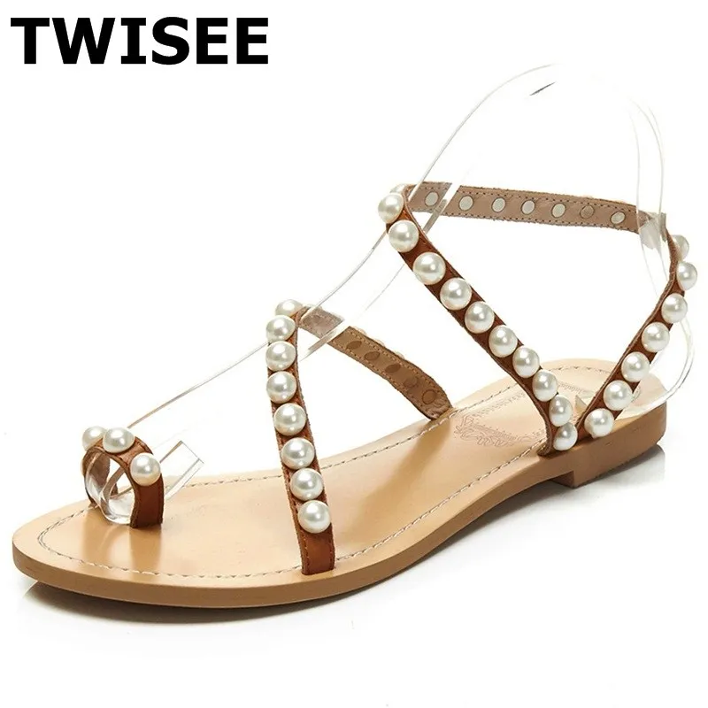 String Bead Synthetic Solid Flat with Casual summer sandals ladies