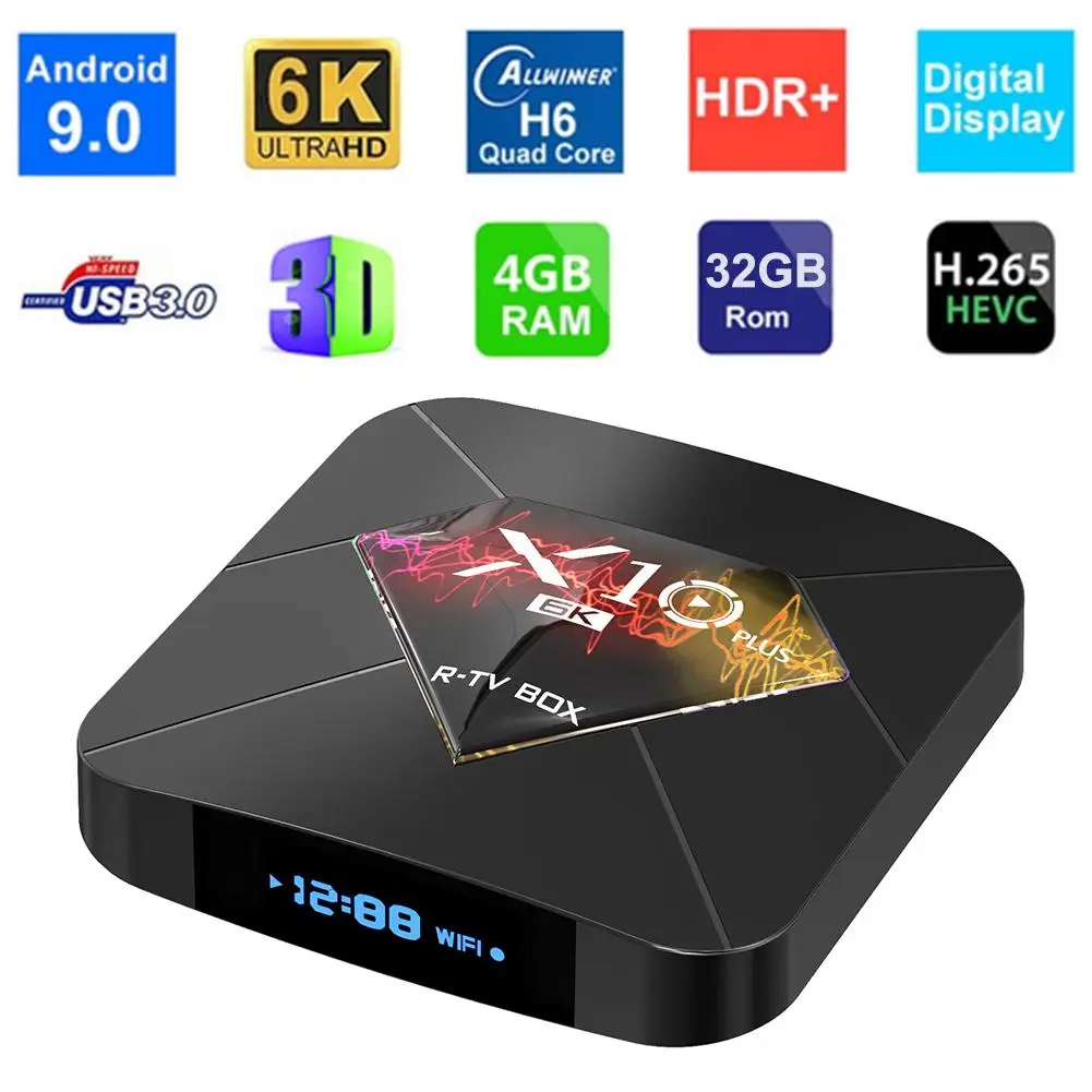 

Android 9.0 Smart TV Box Support 4K 6K H6 2.4G WiFi 4GB RAM 32~64GB ROM HDMI Network Media Player TV box brasil Universal