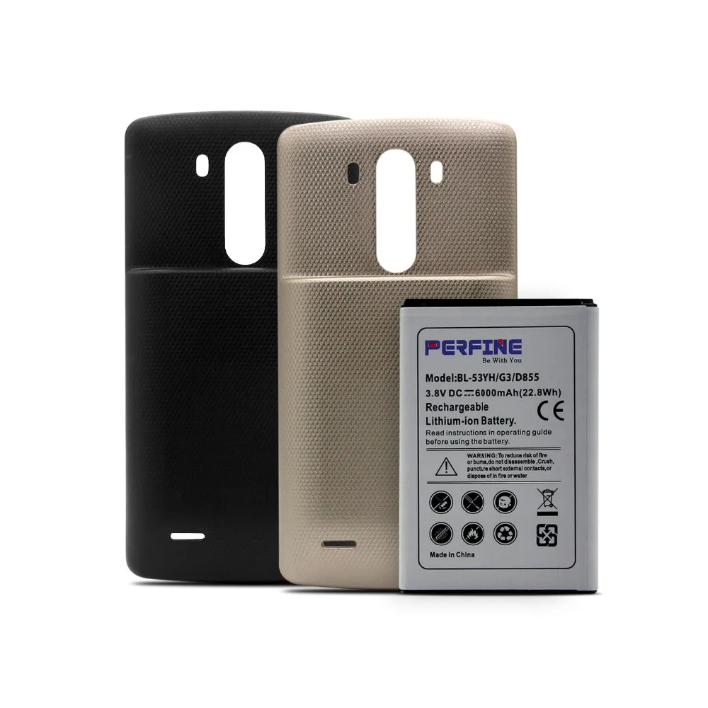 

BL-53YH Replacement Battery Big Capacity Business Battery 6000mAh Extended Battery With 2 Cover Cases For LG G3 VS985 D855 Phone