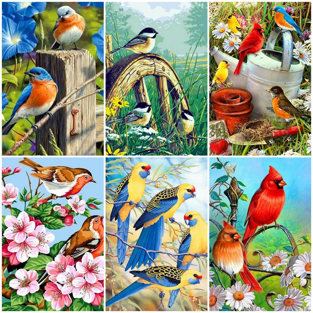 EverShine Diamond Mosaic Full Display Birds Cross Stitch 5d Painting Animals Rhinestones Pictures Beadwork Art | Дом и сад