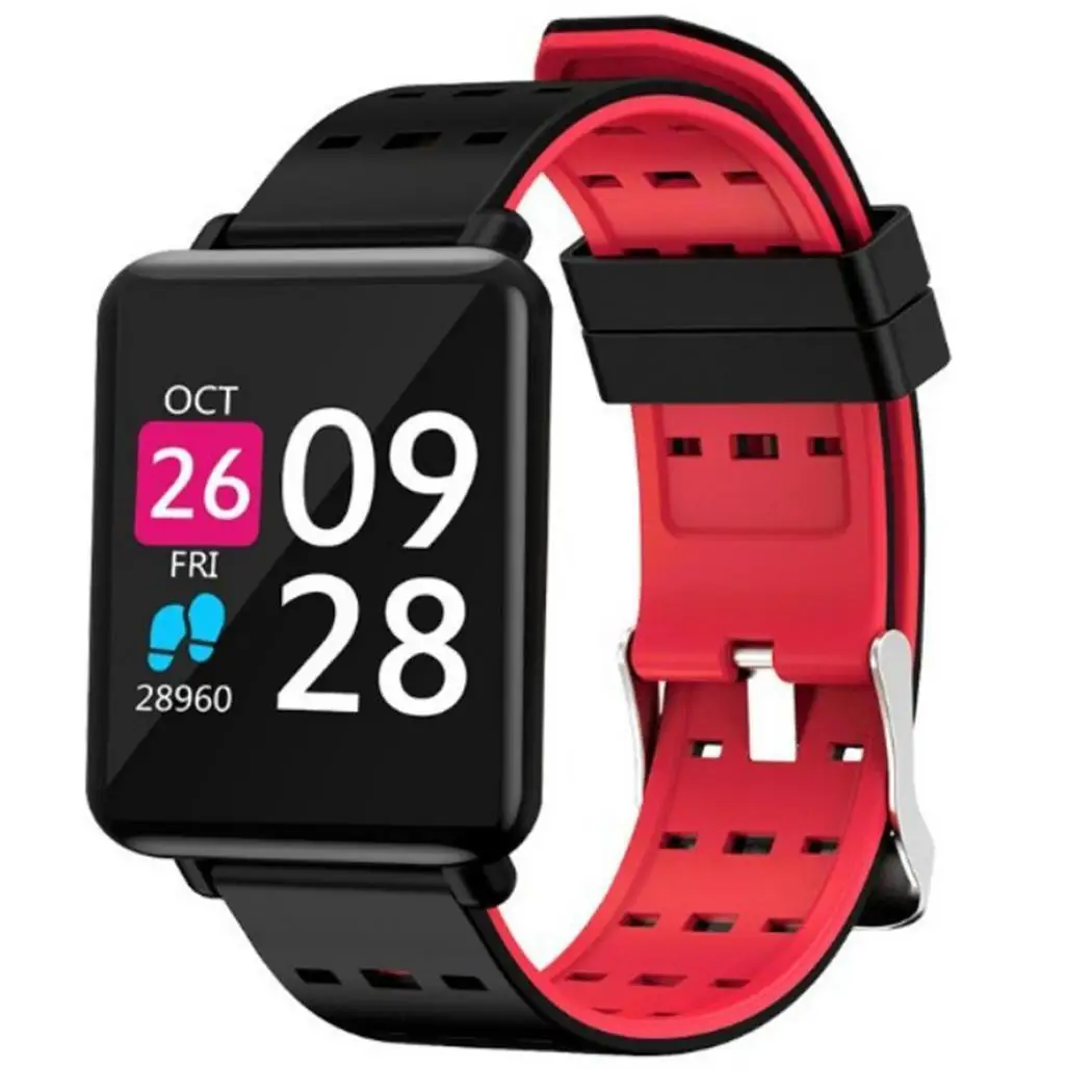 Unisex Waterproof Digital Display Buckle Closure Smart USB 2.0 Manual Bracelet Touch Health Wristband IP67 - Цвет: R