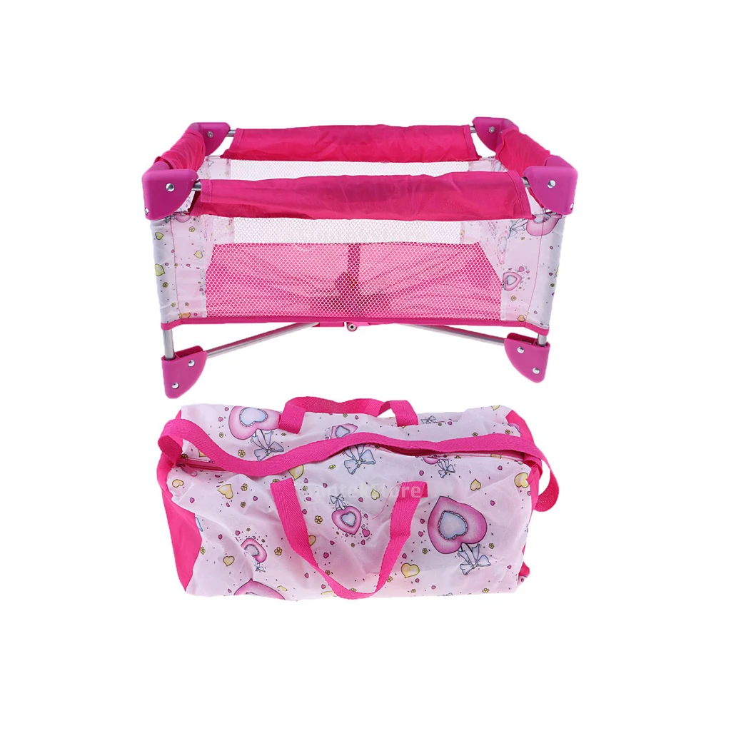 Dollhouse Simulation Baby Doll Bed with Carry Handbag Furniture Doll Accessories
