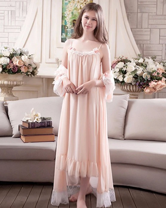 

New Arrivals Lace Nightgown Robes Set Bathrobe Sets Sexy Nightdress Bridesmaid Robes Set Peignoir Wedding Robe Sets Female