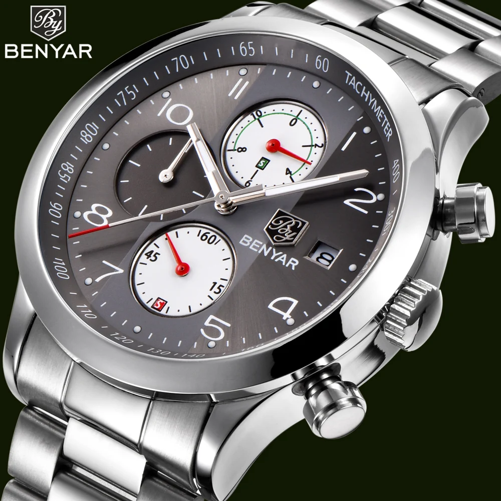 

BENYAR Relogio Masculino Men Watches Top Brand Luxury Fashion Business Quartz Analog Watch Men Sport Steel Waterproof Wristwatch