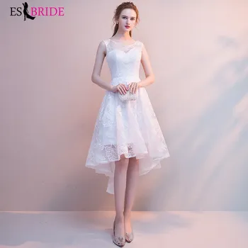 

White Simple Evening Gowns 2019 Evening Dress Party Elegant Evening Dresses Short Front and Long Rear Short Formal Dress ES2579