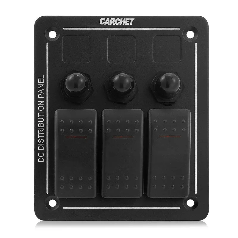 CARCHET 3 Gang Aluminum LED Waterproof Rocker Switch Panel Marine/Boat