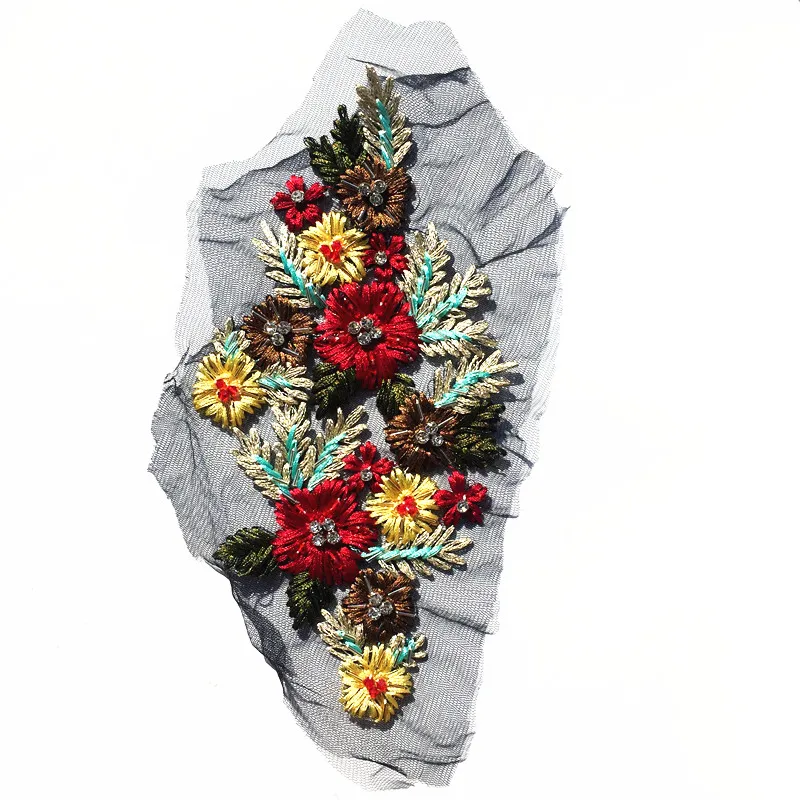 

Flower Sequins and Embroidery patch Applique Handmade Rhinestone nail bead 3D patch for dress DIY Wholesale support 02