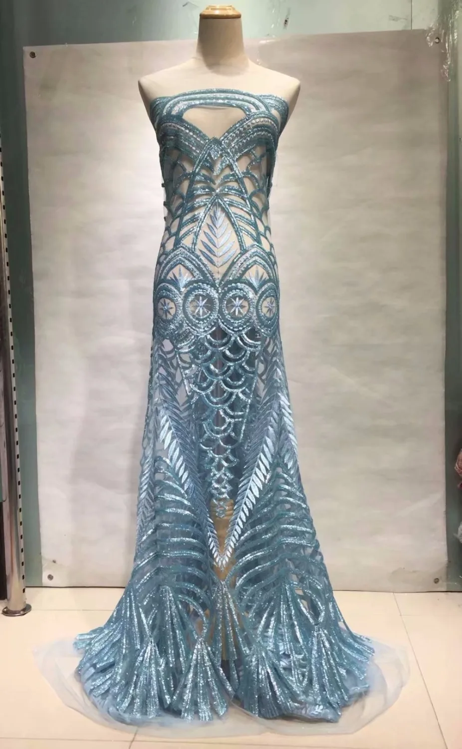 

High-end sequin fabric, African lace sequin fabric goldfish 14 best-selling quality dress fabric