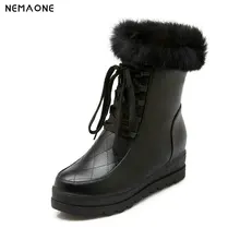 NEMAONE Warm Fur Women Snow Boots Platform Winter Shoes woman Ankle Boots Female Fashion lace up Basic Snow Casual Shoes