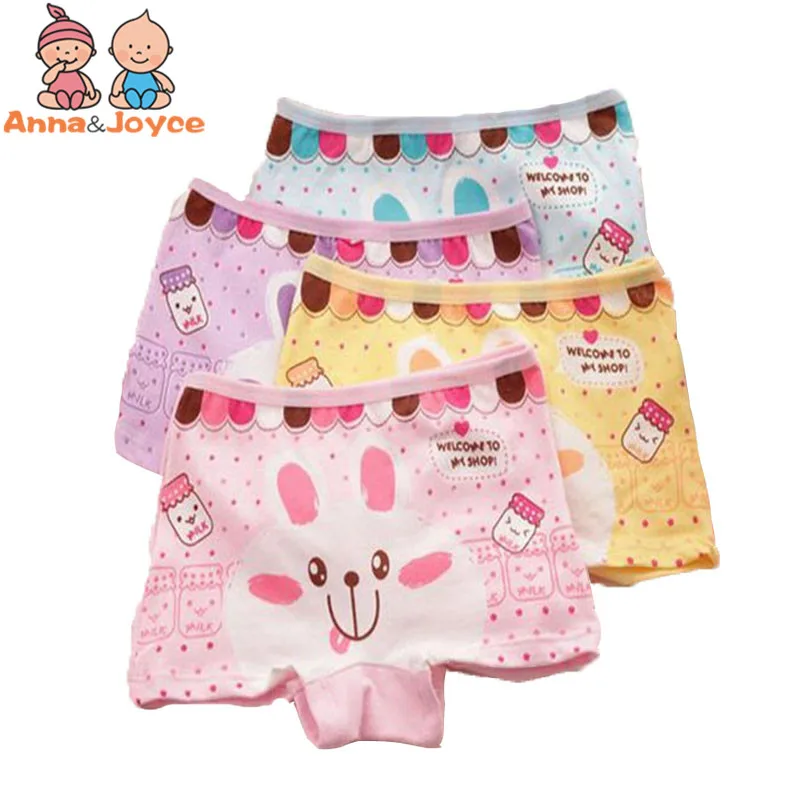4 pcs/lot lovely cartoon rabbit pattern girl's cotton underwear
