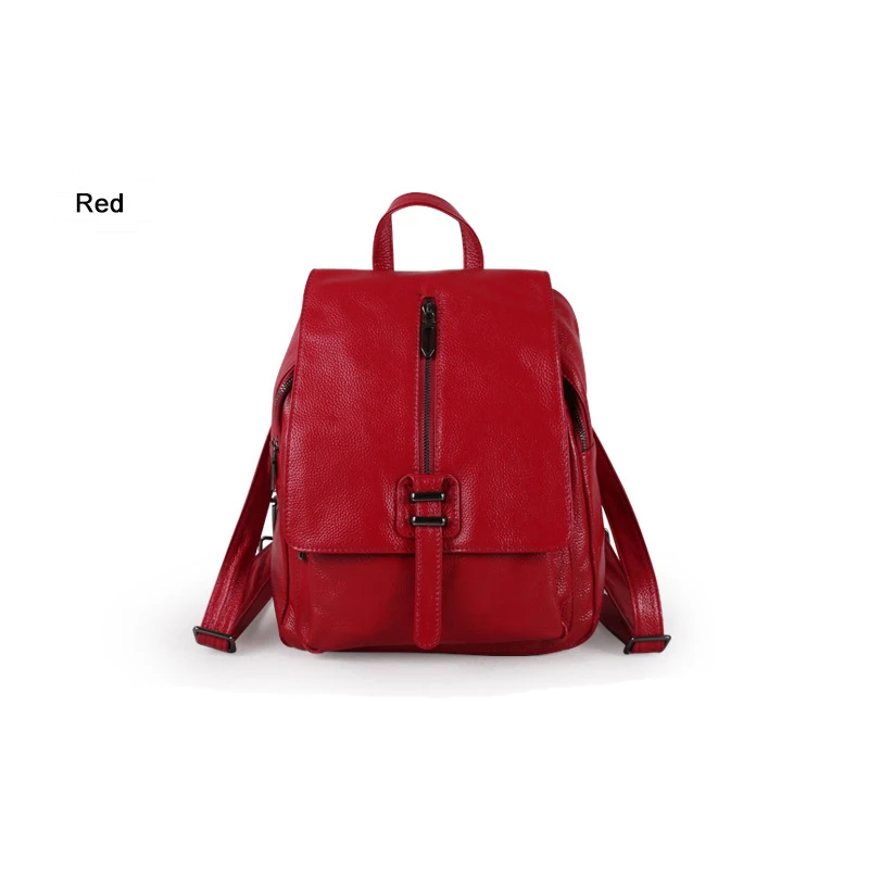 Кожаный рюкзак, женский рюкзак из натуральной кожи, женская школьная сумка из натуральной воловьей кожи, сумки на плечо для девочек A044 - Цвет: Красный