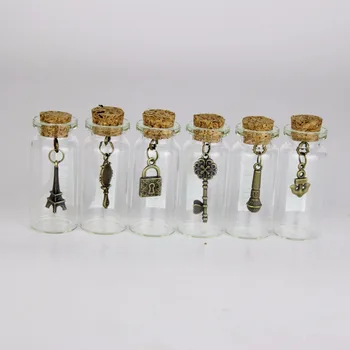 

120 X Retro Metal Cork Vials Vintage Pendant Mini Wish Bottle Wholesale