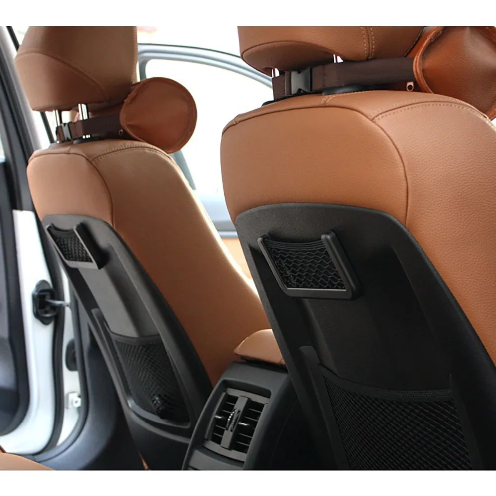 

2pcs Universal Car Seat Organizer Back Bag Holder Storage Net Bag Phone Holder Pocket Organizer Stowing Tidying Car Accessories